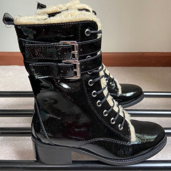 KURT GEIGER Mid Tall Serena Leather Combat Boots - NEW NWOB - Picture 7 of 8